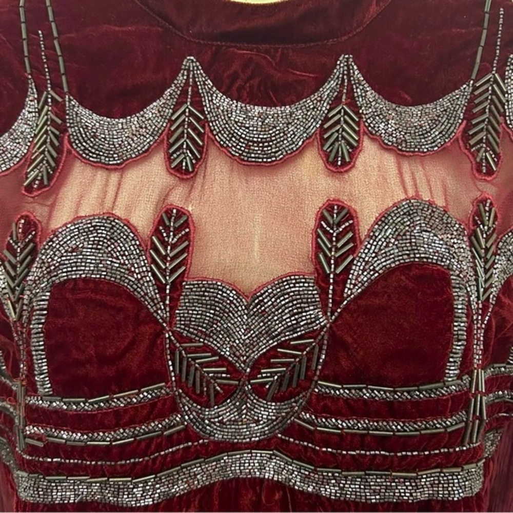 Free People Mini Dress/ Knee Length Dress with Beads and Embroidery Size Small - Picture 3 of 8